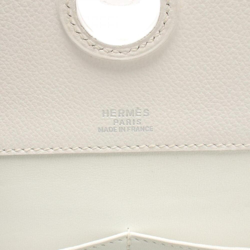 Hermes HERMES Dalvy MM Handbag Leather Veau Graine Women's White - Picture 4 of 8